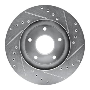 Infiniti I30 Brake Rotor (1) - Front Left - R1 Concepts - Drilled & Slotted - Silver - `99-`01